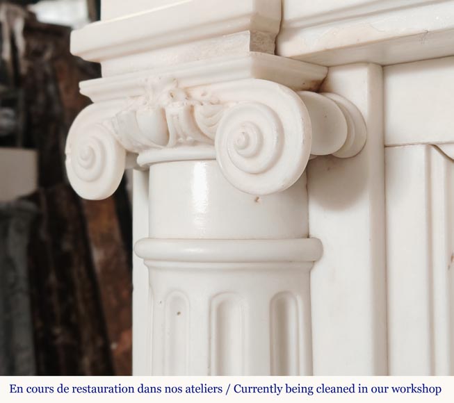 Louis XVI style mantel in statuary marble with Ionic columns Louis XVI style mantel in statuary marble with Ionic columns-7