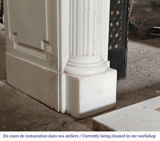 Louis XVI style mantel in statuary marble with Ionic columns Louis XVI style mantel in statuary marble with Ionic columns-9