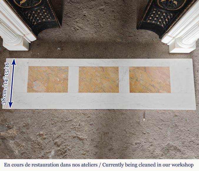 Louis XVI style mantel in statuary marble with Ionic columns Louis XVI style mantel in statuary marble with Ionic columns-16