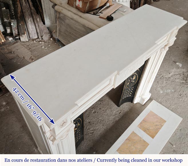 Louis XVI style mantel in statuary marble with Ionic columns Louis XVI style mantel in statuary marble with Ionic columns-17