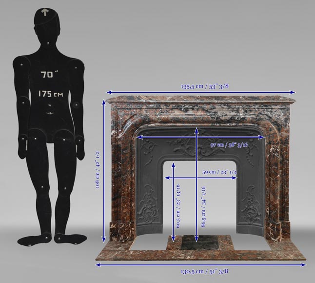 Louis XIV style boudin fireplace in Jourdan wood Louis XIV style boudin fireplace in Jourdan wood-10