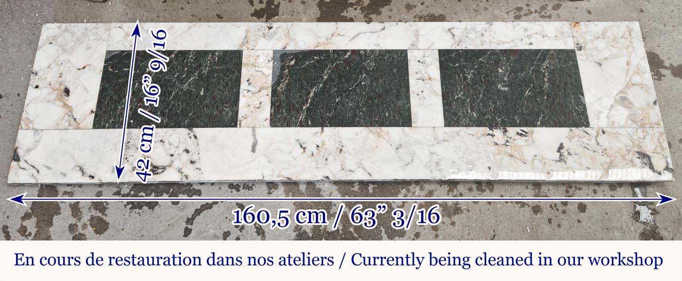 Large Louis XV style fireplace decorated with a large shell, in Seravezza marble Large Louis XV style fireplace decorated with a large shell, in Seravezza marble-12