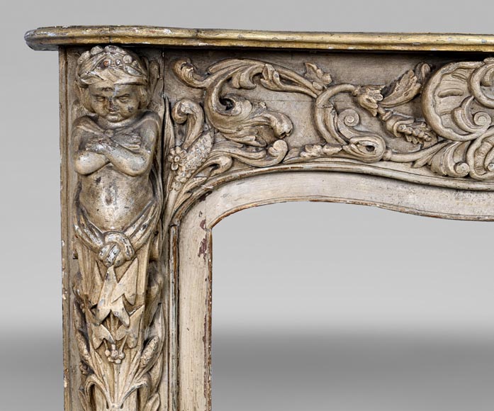 Carved wooden fireplace with putti decoration – Late 18th century Carved wooden fireplace with putti decoration – Late 18th century-3
