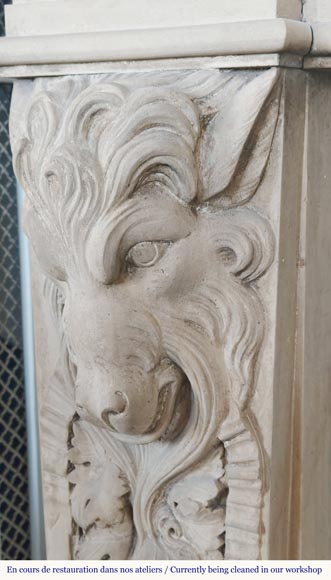 Napoleon III style fireplace in sculpted stone, with plant decoration Napoleon III style fireplace in sculpted stone, with plant decoration-4