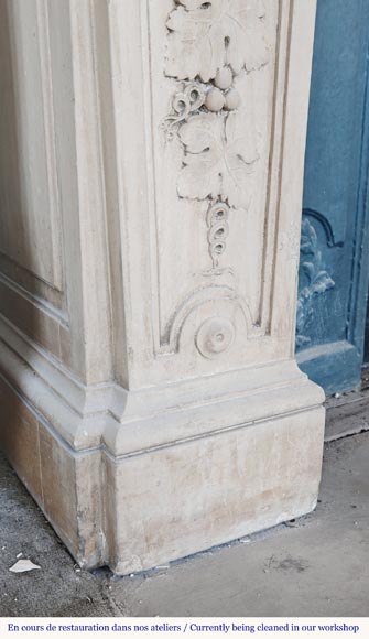 Napoleon III style fireplace in sculpted stone, with plant decoration Napoleon III style fireplace in sculpted stone, with plant decoration-6