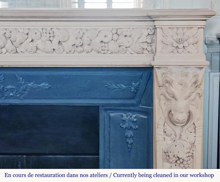 Napoleon III style fireplace in sculpted stone, with plant decoration Napoleon III style fireplace in sculpted stone, with plant decoration-8