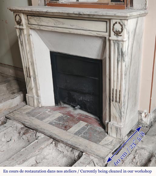 Louis XVI style fireplace with bronze decoration in Arabescato marble Louis XVI style fireplace with bronze decoration in Arabescato marble-5