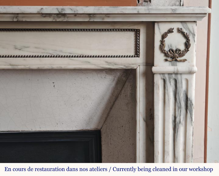 Louis XVI style fireplace with bronze decoration in Arabescato marble Louis XVI style fireplace with bronze decoration in Arabescato marble-6