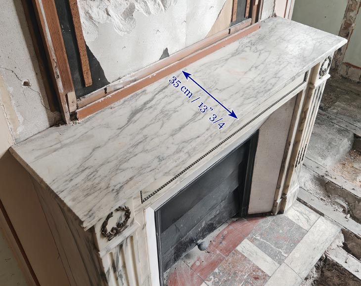 Louis XVI style fireplace with bronze decoration in Arabescato marble Louis XVI style fireplace with bronze decoration in Arabescato marble-9