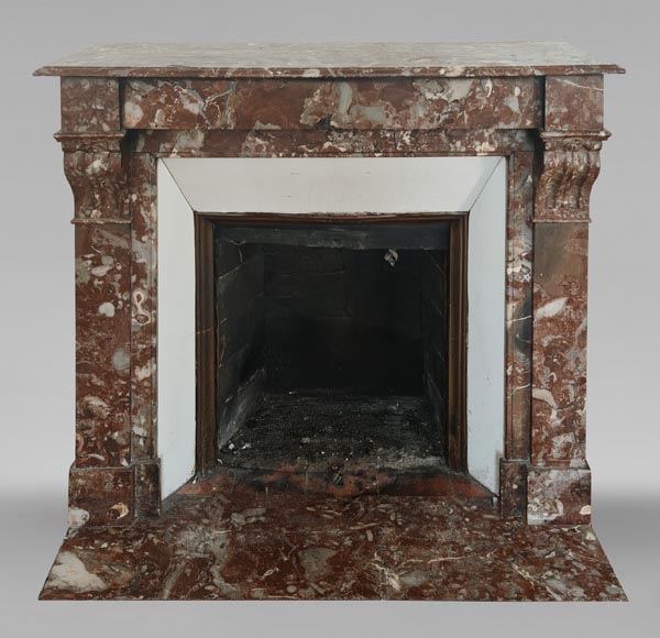 Modillion fireplace in northern red marble Modillion fireplace in northern red marble-0