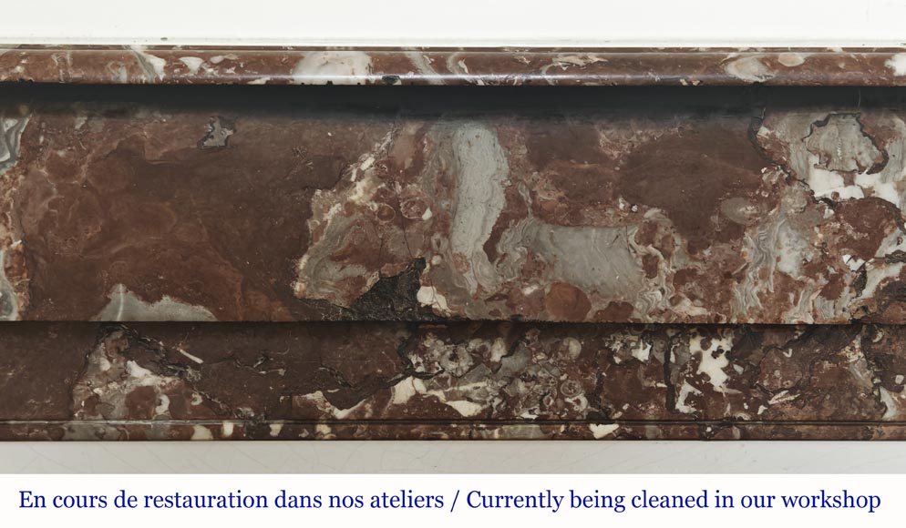 Modillion fireplace in northern red marble Modillion fireplace in northern red marble-1