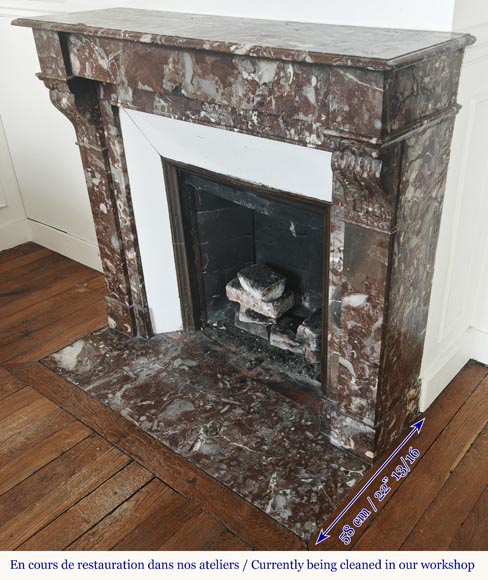 Modillion fireplace in northern red marble Modillion fireplace in northern red marble-5