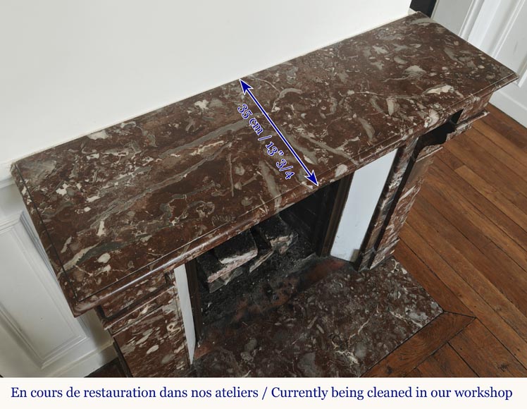 Modillion fireplace in northern red marble Modillion fireplace in northern red marble-9