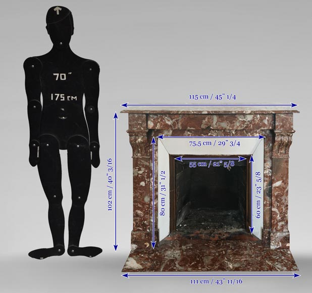 Modillion fireplace in northern red marble Modillion fireplace in northern red marble-10