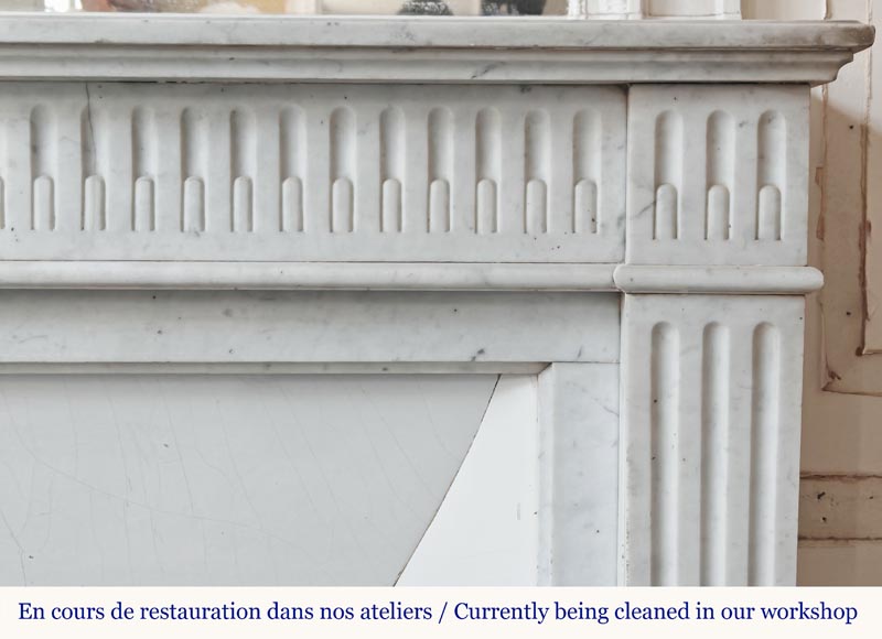 Louis XVI style fireplace in Carrara marble, decorated with rudentée fluting Louis XVI style fireplace in Carrara marble, decorated with rudentée fluting-6
