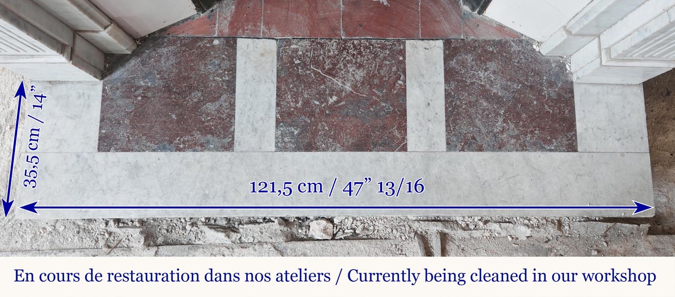 Louis XVI style fireplace in Carrara marble, decorated with rudentée fluting Louis XVI style fireplace in Carrara marble, decorated with rudentée fluting-8