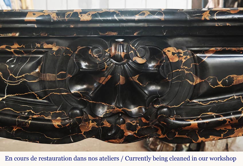 Louis XV style fireplace with shells in Portor marble Louis XV style fireplace with shells in Portor marble-1