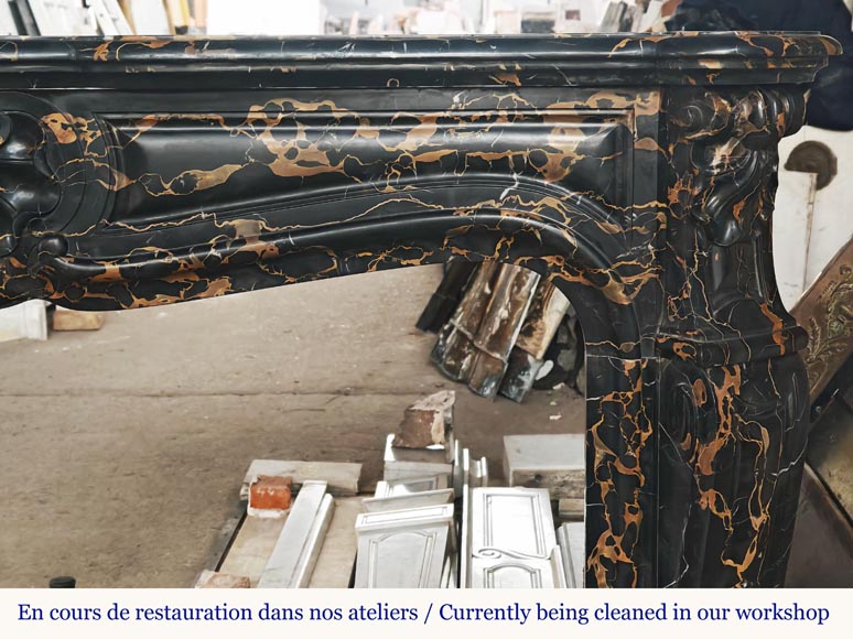 Louis XV style fireplace with shells in Portor marble Louis XV style fireplace with shells in Portor marble-7
