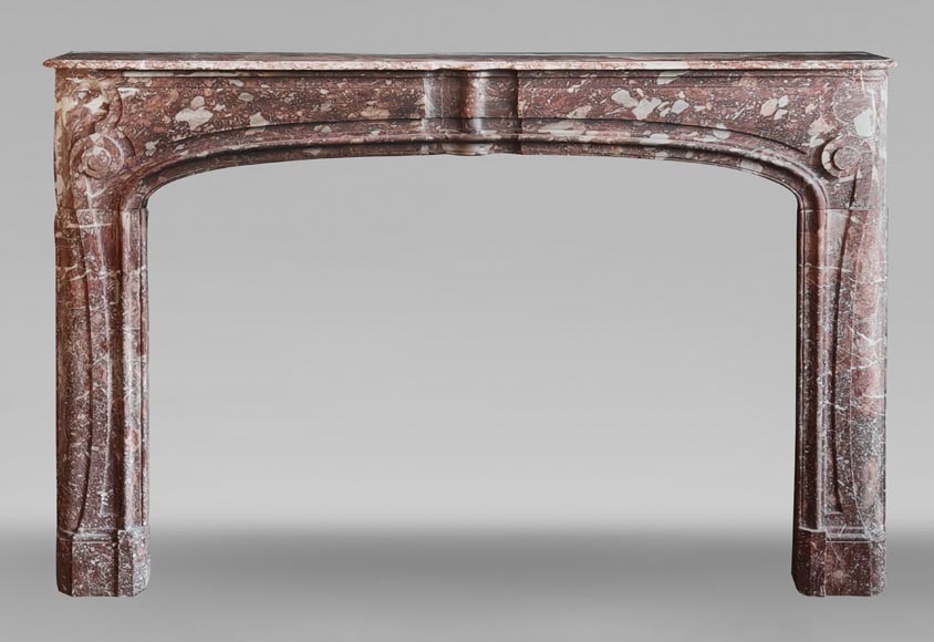 Regency period fireplace with scroll decoration in red breccia marble Regency period fireplace with scroll decoration in red breccia marble-0