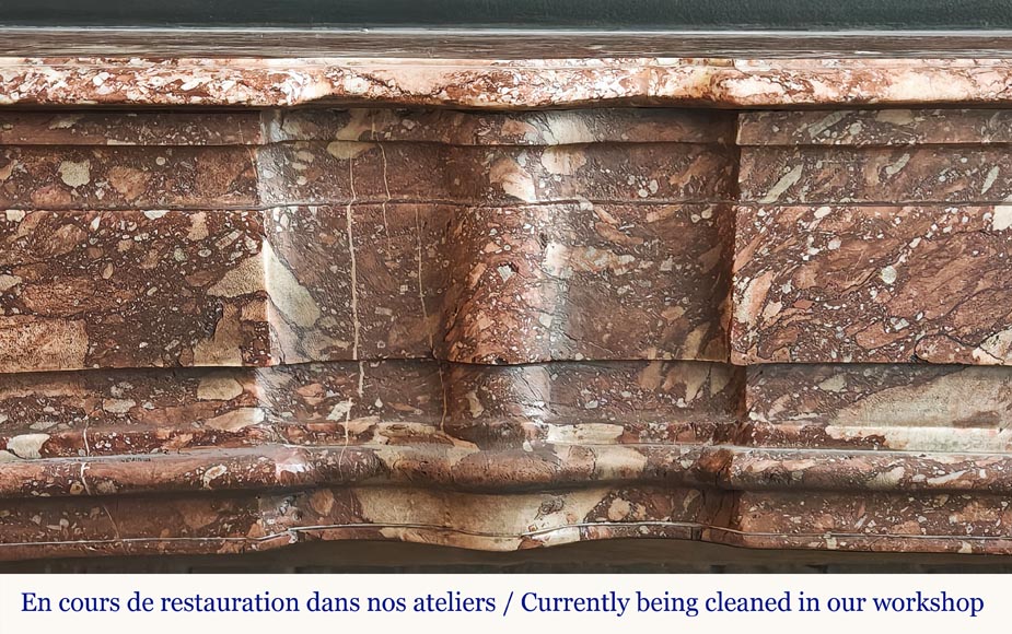 Regency period fireplace with scroll decoration in red breccia marble Regency period fireplace with scroll decoration in red breccia marble-1