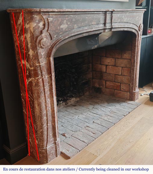 Regency period fireplace with scroll decoration in red breccia marble Regency period fireplace with scroll decoration in red breccia marble-2
