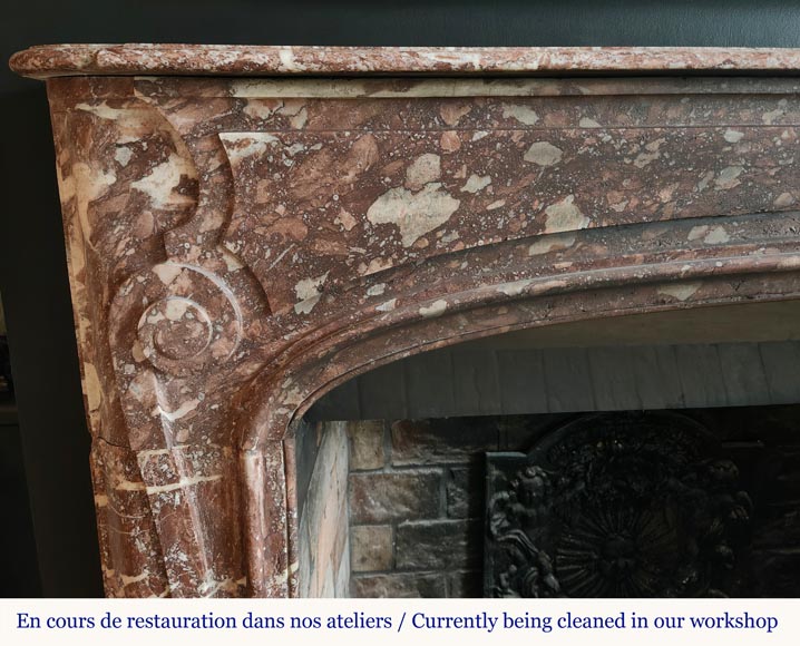 Regency period fireplace with scroll decoration in red breccia marble Regency period fireplace with scroll decoration in red breccia marble-3
