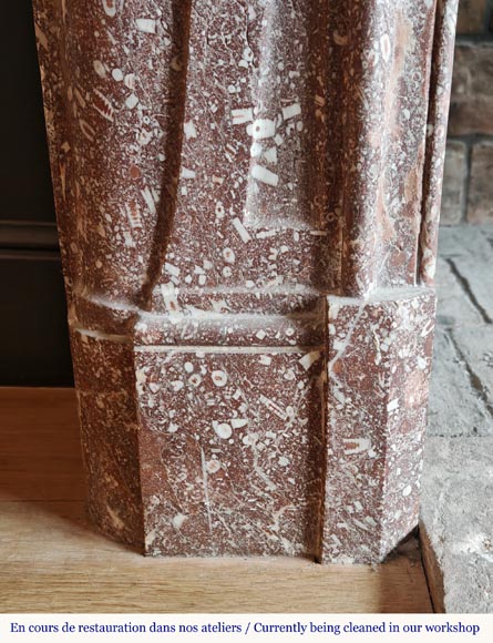Regency period fireplace with scroll decoration in red breccia marble Regency period fireplace with scroll decoration in red breccia marble-5