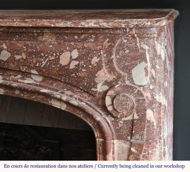 Regency period fireplace with scroll decoration in red breccia marble Regency period fireplace with scroll decoration in red breccia marble-7