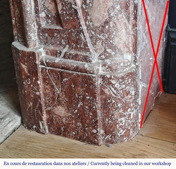 Regency period fireplace with scroll decoration in red breccia marble Regency period fireplace with scroll decoration in red breccia marble-8