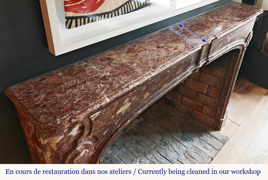 Regency period fireplace with scroll decoration in red breccia marble Regency period fireplace with scroll decoration in red breccia marble-9