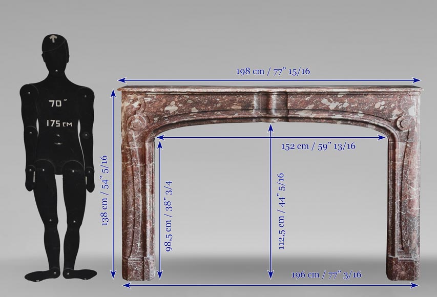 Regency period fireplace with scroll decoration in red breccia marble Regency period fireplace with scroll decoration in red breccia marble-10