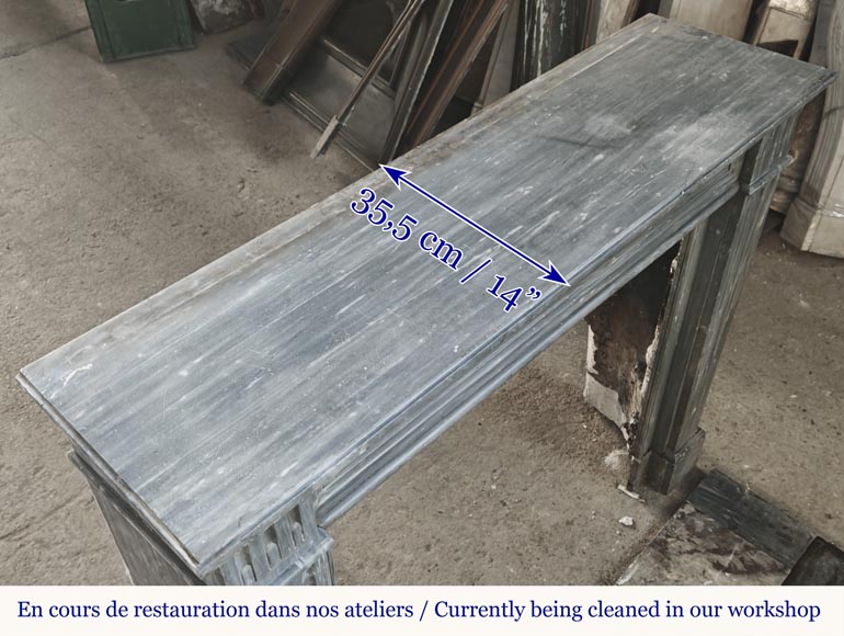 Louis XVI style fireplace in blue turquin marble, with single fluting Louis XVI style fireplace in blue turquin marble, with single fluting-9