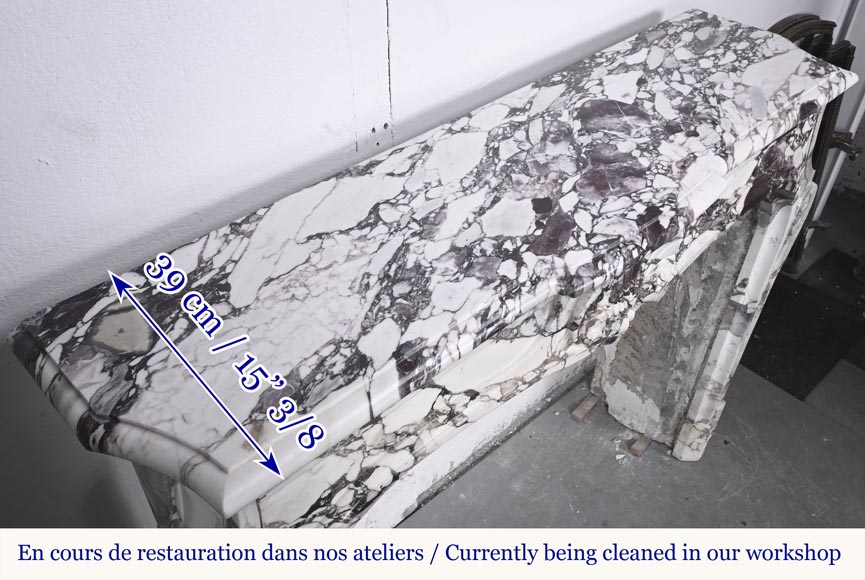 Louis XV style fireplace in purple breccia, decorated with a shell Louis XV style fireplace in purple breccia, decorated with a shell-12