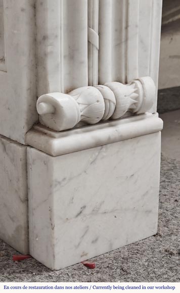 Louis XVI style fireplace with acanthus leaves, in Carrara marble Louis XVI style fireplace with acanthus leaves, in Carrara marble-8