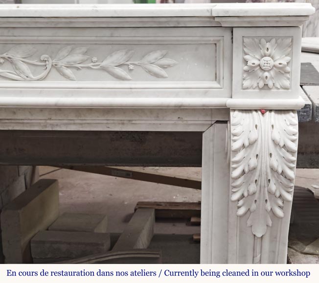 Louis XVI style fireplace with acanthus leaves, in Carrara marble Louis XVI style fireplace with acanthus leaves, in Carrara marble-10