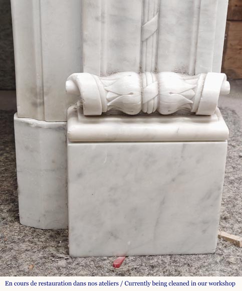Louis XVI style fireplace with acanthus leaves, in Carrara marble Louis XVI style fireplace with acanthus leaves, in Carrara marble-11