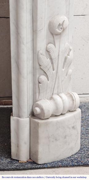 Louis XV style fireplace in Carrara marble, with shell and flower decoration Louis XV style fireplace in Carrara marble, with shell and flower decoration-10