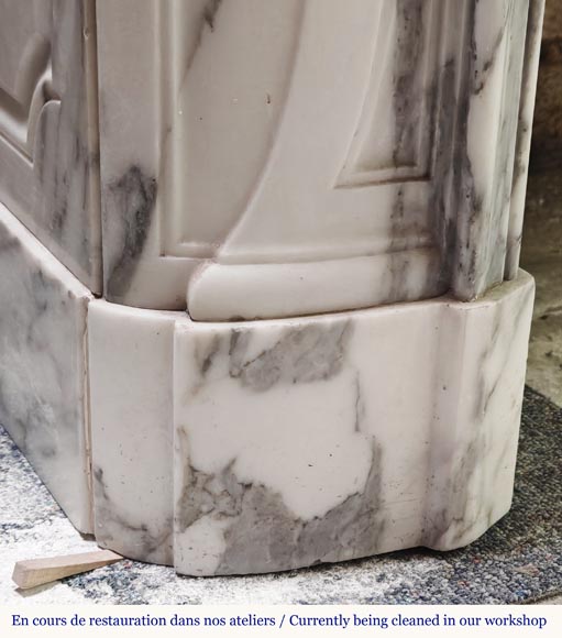 Louis XV style fireplace with floral palmette, in Arabescato marble Louis XV style fireplace with floral palmette, in Arabescato marble-8