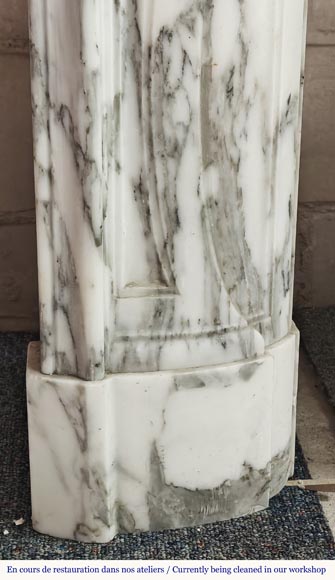 Louis XV style fireplace with floral palmette, in Arabescato marble Louis XV style fireplace with floral palmette, in Arabescato marble-11