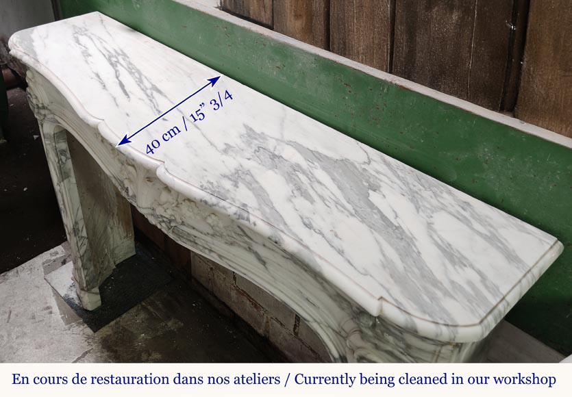 Louis XV style fireplace with floral palmette, in Arabescato marble Louis XV style fireplace with floral palmette, in Arabescato marble-12