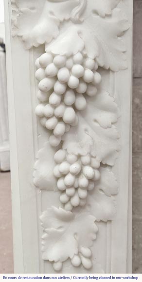 Napoleon III style fireplace in statuary marble, decorated with fruit and a goat's head Napoleon III style fireplace in statuary marble, decorated with fruit and a goat's head-8