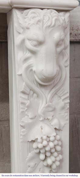 Napoleon III style fireplace in statuary marble, decorated with fruit and a goat's head Napoleon III style fireplace in statuary marble, decorated with fruit and a goat's head-12