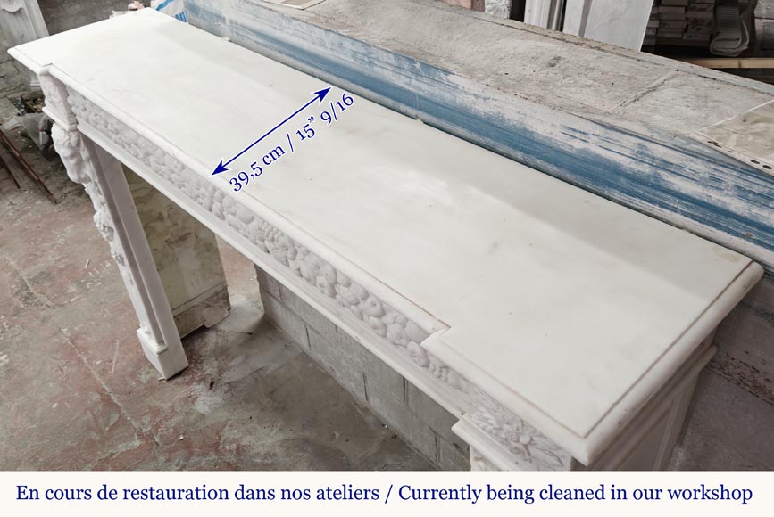 Napoleon III style fireplace in statuary marble, decorated with fruit and a goat's head Napoleon III style fireplace in statuary marble, decorated with fruit and a goat's head-14