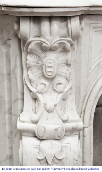 Louis XV style fireplace in Carrara marble with plant decoration Louis XV style fireplace in Carrara marble with plant decoration-6