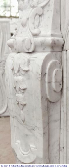 Louis XV style fireplace in Carrara marble with plant decoration Louis XV style fireplace in Carrara marble with plant decoration-7