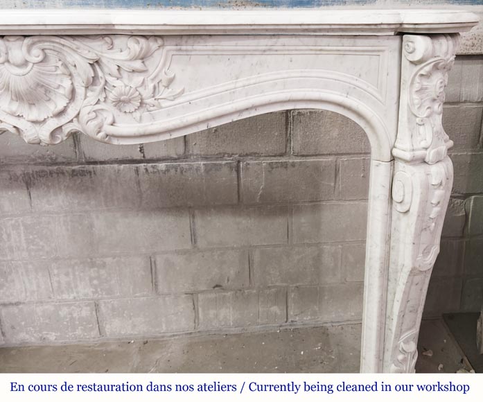 Louis XV style fireplace in Carrara marble with plant decoration Louis XV style fireplace in Carrara marble with plant decoration-10