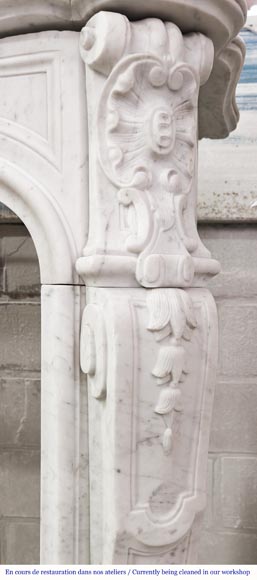 Louis XV style fireplace in Carrara marble with plant decoration Louis XV style fireplace in Carrara marble with plant decoration-11