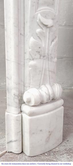Louis XV style fireplace in Carrara marble with plant decoration Louis XV style fireplace in Carrara marble with plant decoration-12