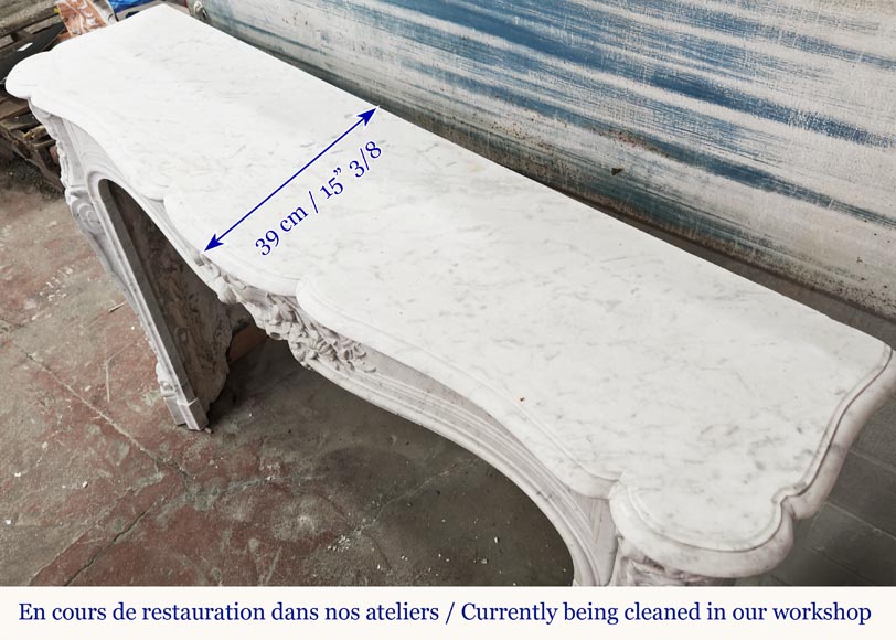 Louis XV style fireplace in Carrara marble with plant decoration Louis XV style fireplace in Carrara marble with plant decoration-13