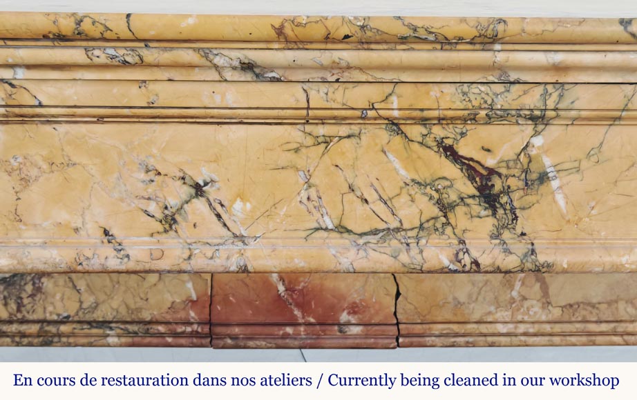 Restoration period lion paw fireplace, in Siena Yellow marble Restoration period lion paw fireplace, in Siena Yellow marble-1